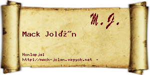 Mack Jolán névjegykártya